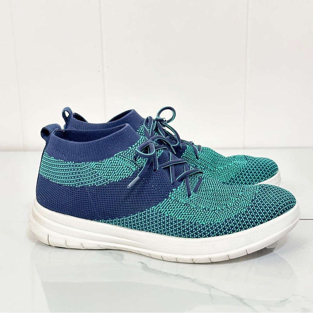 Fitflop Uberknit High Tops Men’s 10 Midnight Navy / Parakeet Green - Picture 2 of 7